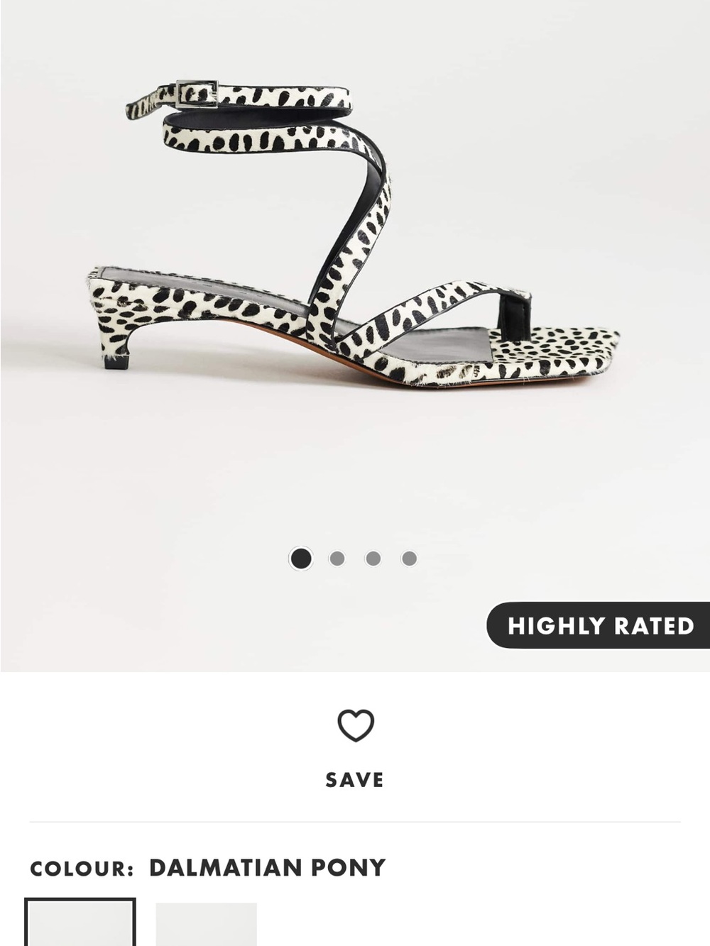 Topshop Dalmatian Pony Black and White Strappy Kitten Heel Sandals